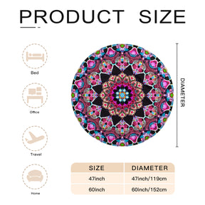 Single-Sided Printed Round Blanket | 280GSM Flannel - 3 - COLORFUL MANDALA