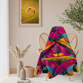 Single-Sided Printed Round Blanket | 280GSM Flannel - 2 - TROPICAL INSPIRED