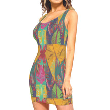 All-Over Print Sleeveless Slim-Fit Tank Top Slip Dress | Polyester - 13 - TROPICAL INSPIRED