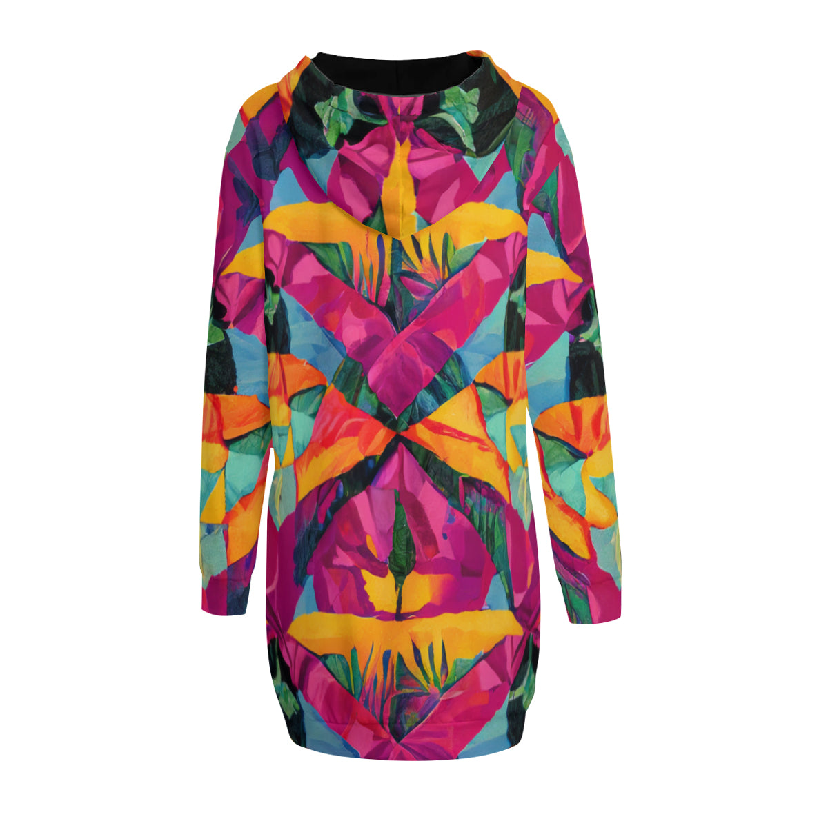 All-Over Print Women Long Sleeve Casual Hoodie Sweatshirt Dress丨 Polyester - 2 - TROPICAL INSPIRED