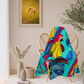 Single-Sided Printed Round Blanket | 280GSM Flannel - 28 - Abstract Birds