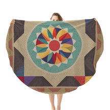 Single-Sided Printed Round Blanket | 280GSM Flannel - 17 - COLORFUL MANDALA