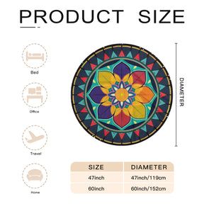 Single-Sided Printed Round Blanket | 280GSM Flannel - 16 - COLORFUL MANDALA