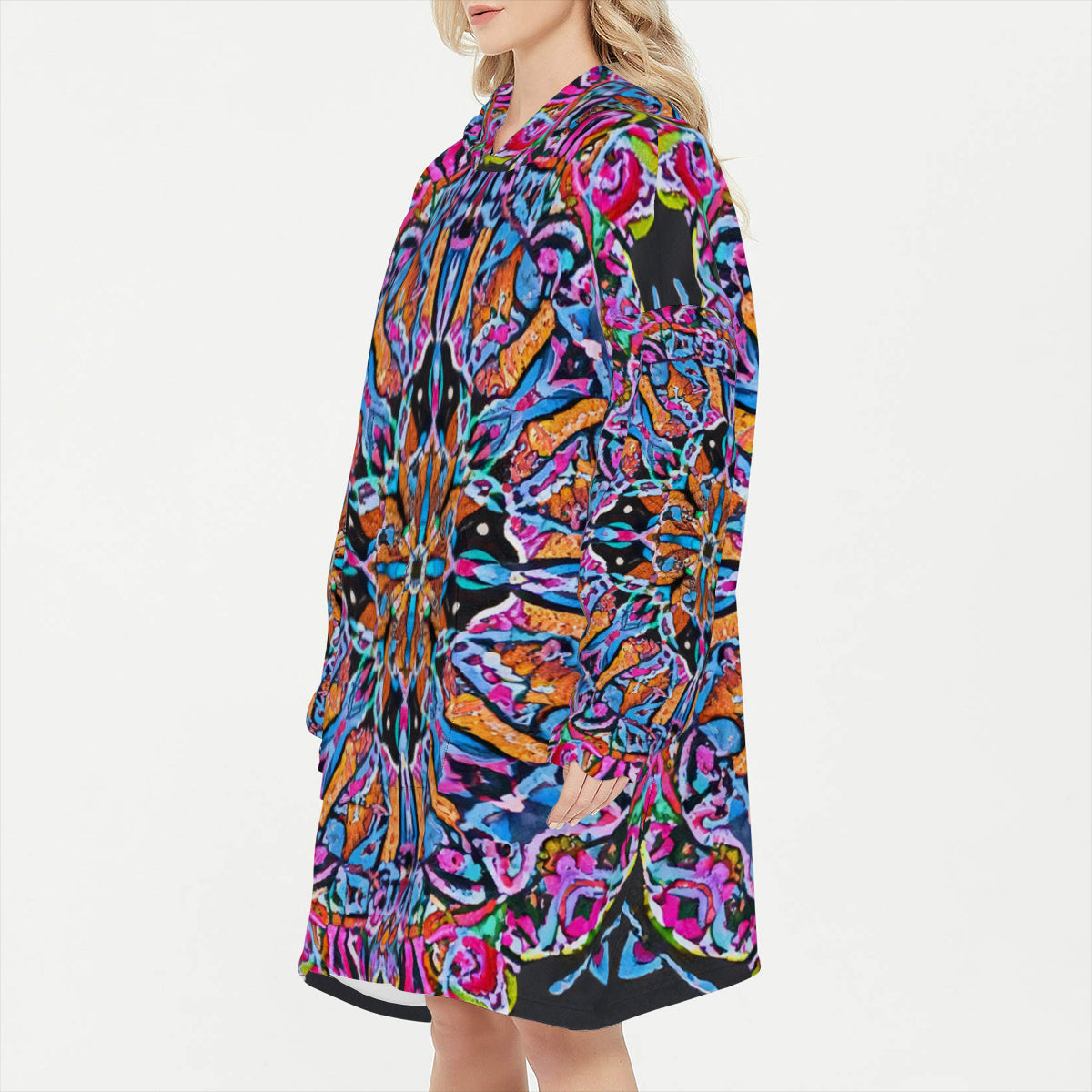 Sleeper Blanket Hoodie ｜Flannel - 2 - COLORFUL MANDALA