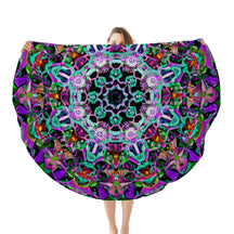 Single-Sided Printed Round Blanket | 280GSM Flannel - 5 - COLORFUL MANDALA