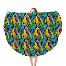 Single-Sided Printed Round Blanket | 280GSM Flannel - 31 - Abstract Birds