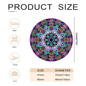 Single-Sided Printed Round Blanket | 280GSM Flannel - 5 - COLORFUL MANDALA