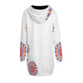 All-Over Print Women Long Sleeve Casual Hoodie Sweatshirt Dress丨 Polyester - 17 - Spanish Designs