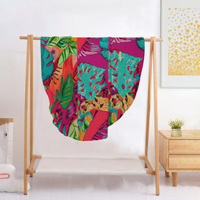 Single-Sided Printed Round Blanket | 280GSM Flannel - 6 - TROPICAL INSPIRED