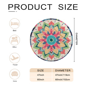 Single-Sided Printed Round Blanket | 280GSM Flannel - 24 - COLORFUL MANDALA