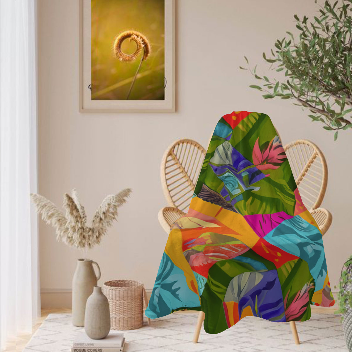 Single-Sided Printed Round Blanket | 280GSM Flannel - 30 - TROPICAL INSPIRED