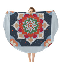 Single-Sided Printed Round Blanket | 280GSM Flannel - 18 - COLORFUL MANDALA