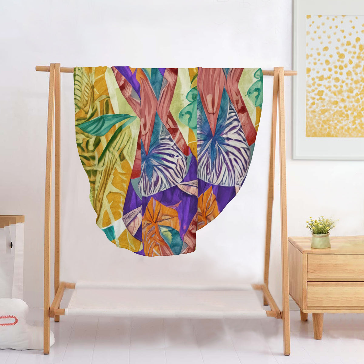 Single-Sided Printed Round Blanket | 280GSM Flannel - 21 - TROPICAL INSPIRED