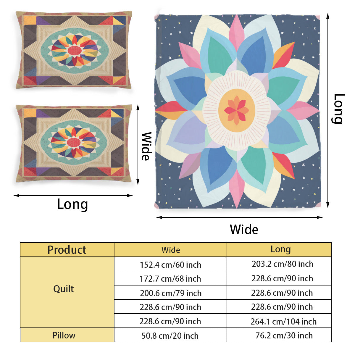 Multi Size Printed Duvet Cover Set (Double)｜Polyester - 20 - COLORFUL MANDALA