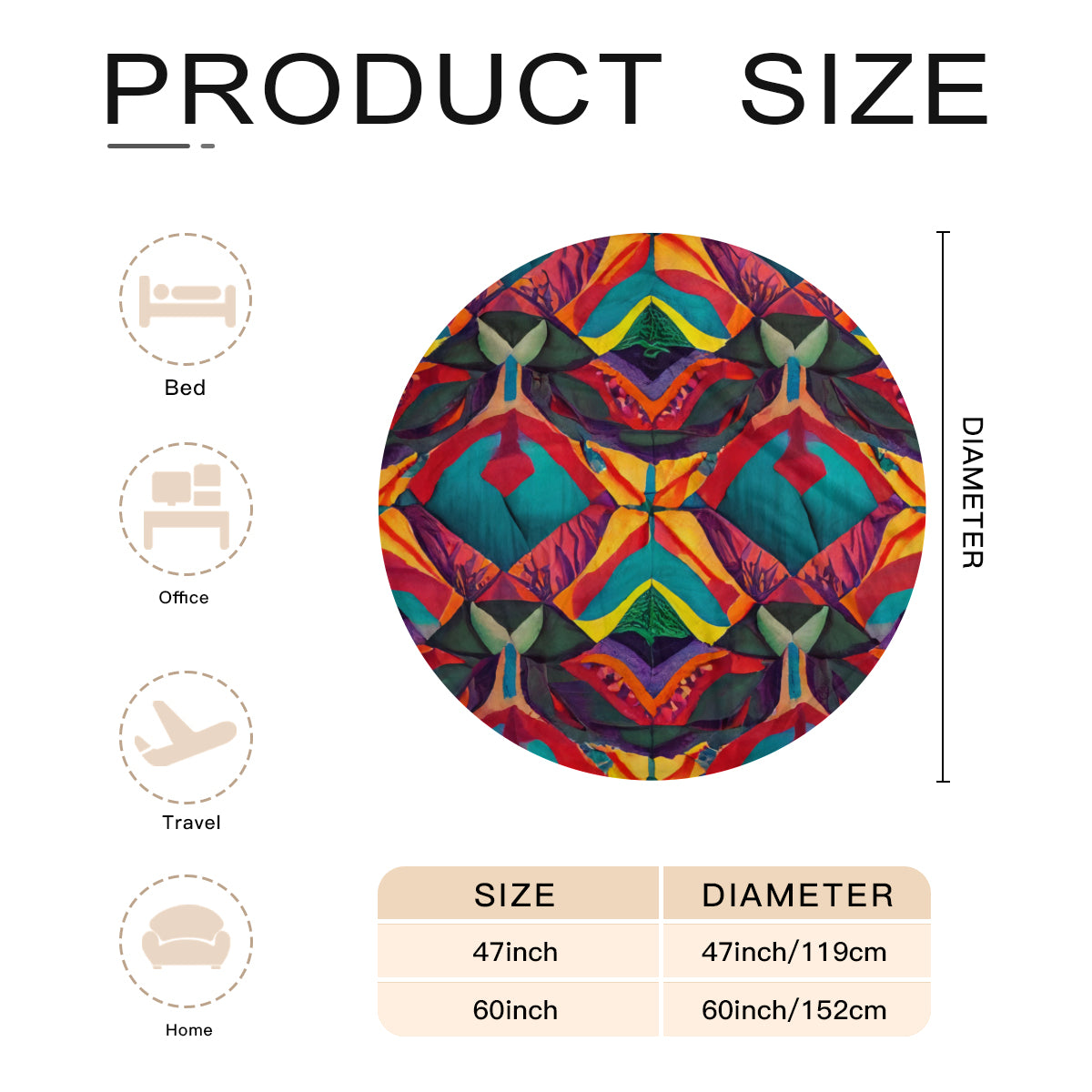 Single-Sided Printed Round Blanket | 280GSM Flannel - 1 - TROPICAL INSPIRED