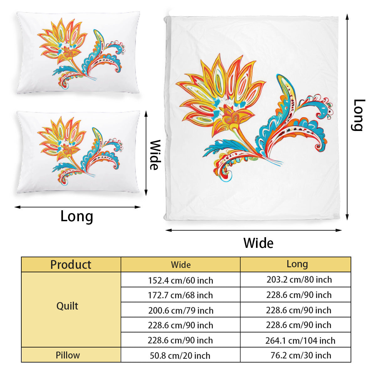 Multi Size Printed Duvet Cover Set (Double)｜Polyester - 39- Spanish Designs