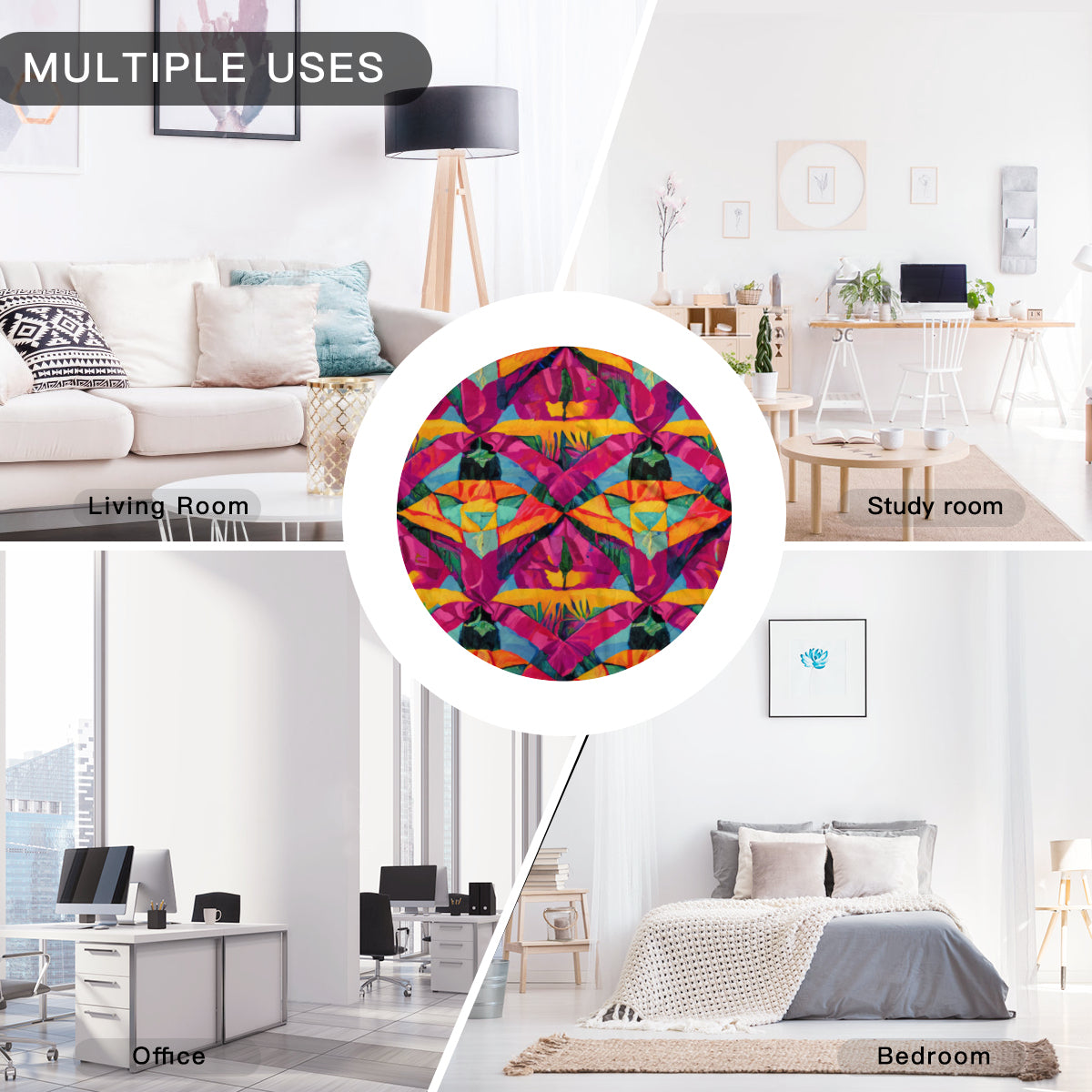 Single-Sided Printed Round Blanket | 280GSM Flannel - 2 - TROPICAL INSPIRED