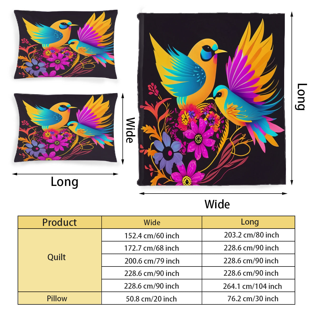 Multi Size Printed Duvet Cover Set (Double)｜Polyester - 20 - Abstract Birds