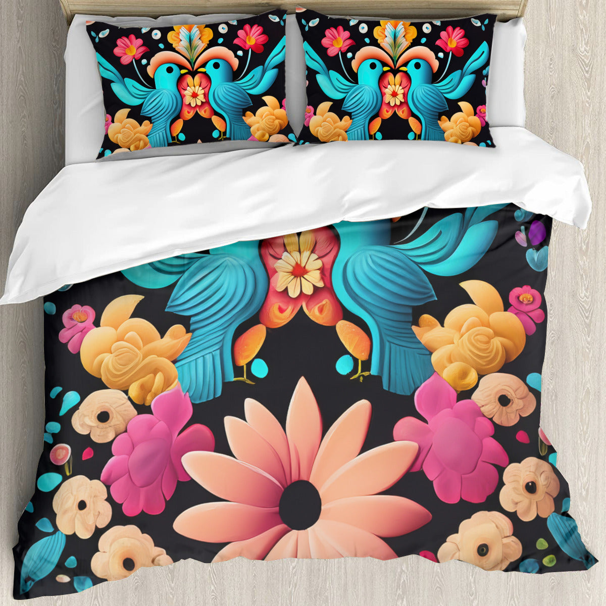 Multi Size Printed Duvet Cover Set (Double)｜Polyester - 21 - Abstract Birds