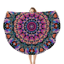 Single-Sided Printed Round Blanket | 280GSM Flannel - 6 - COLORFUL MANDALA