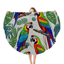 Single-Sided Printed Round Blanket | 280GSM Flannel - 35 - Abstract Birds