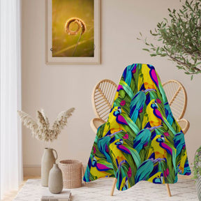 Single-Sided Printed Round Blanket | 280GSM Flannel - 31 - Abstract Birds