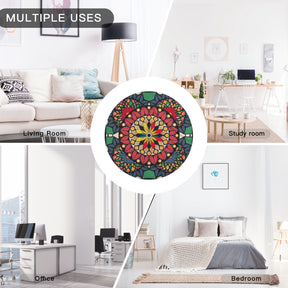 Single-Sided Printed Round Blanket | 280GSM Flannel - 19 - COLORFUL MANDALA