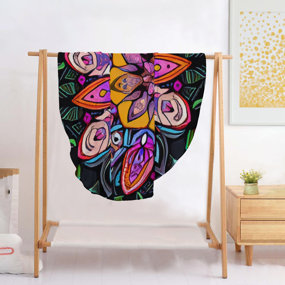 Single-Sided Printed Round Blanket | 280GSM Flannel - 1 - COLORFUL MANDALA