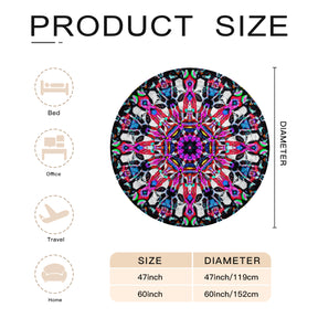 Single-Sided Printed Round Blanket | 280GSM Flannel - 9 - COLORFUL MANDALA