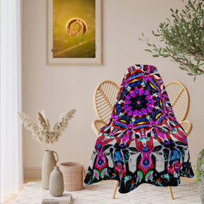 Single-Sided Printed Round Blanket | 280GSM Flannel - 9 - COLORFUL MANDALA