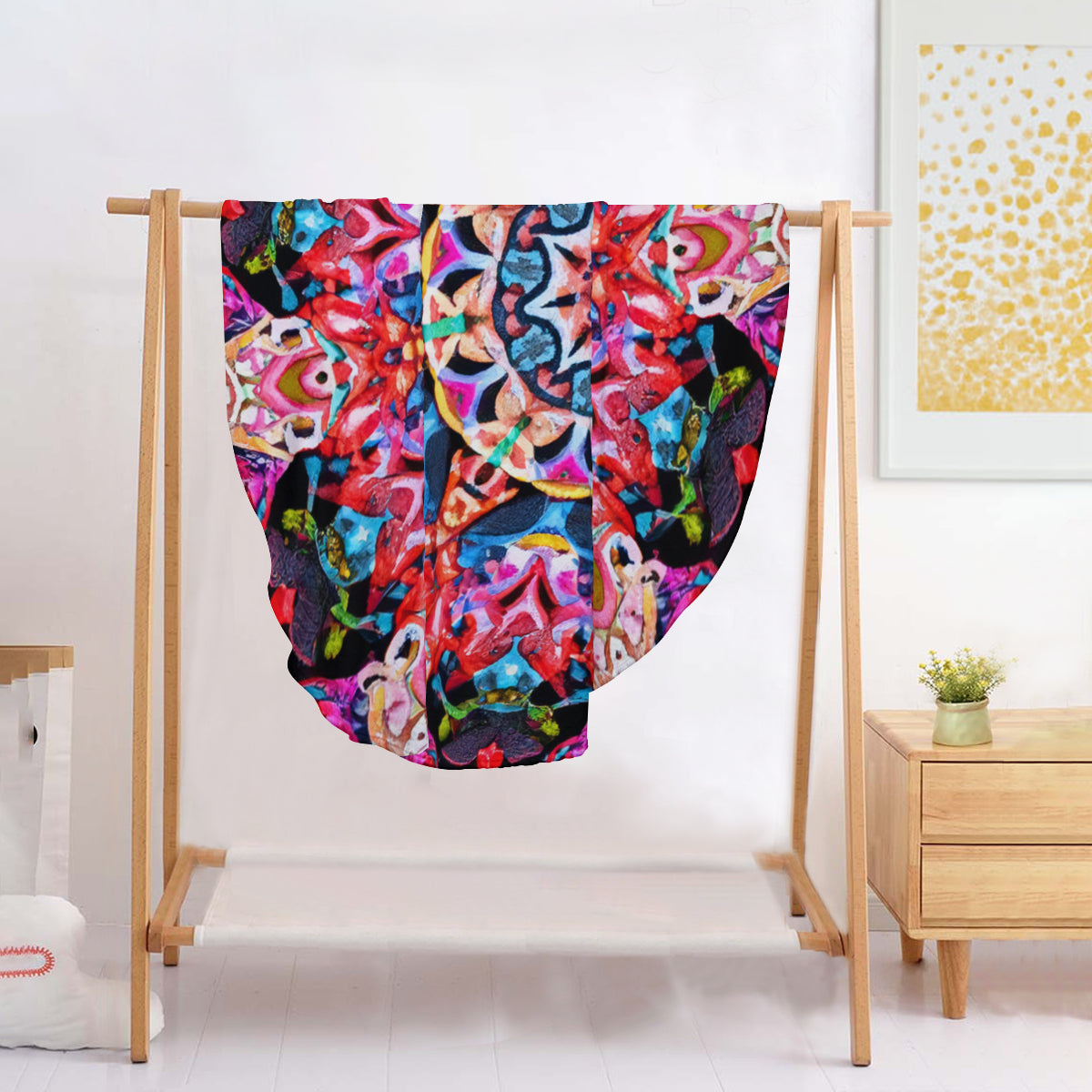 Single-Sided Printed Round Blanket | 280GSM Flannel - 8 - COLORFUL MANDALA