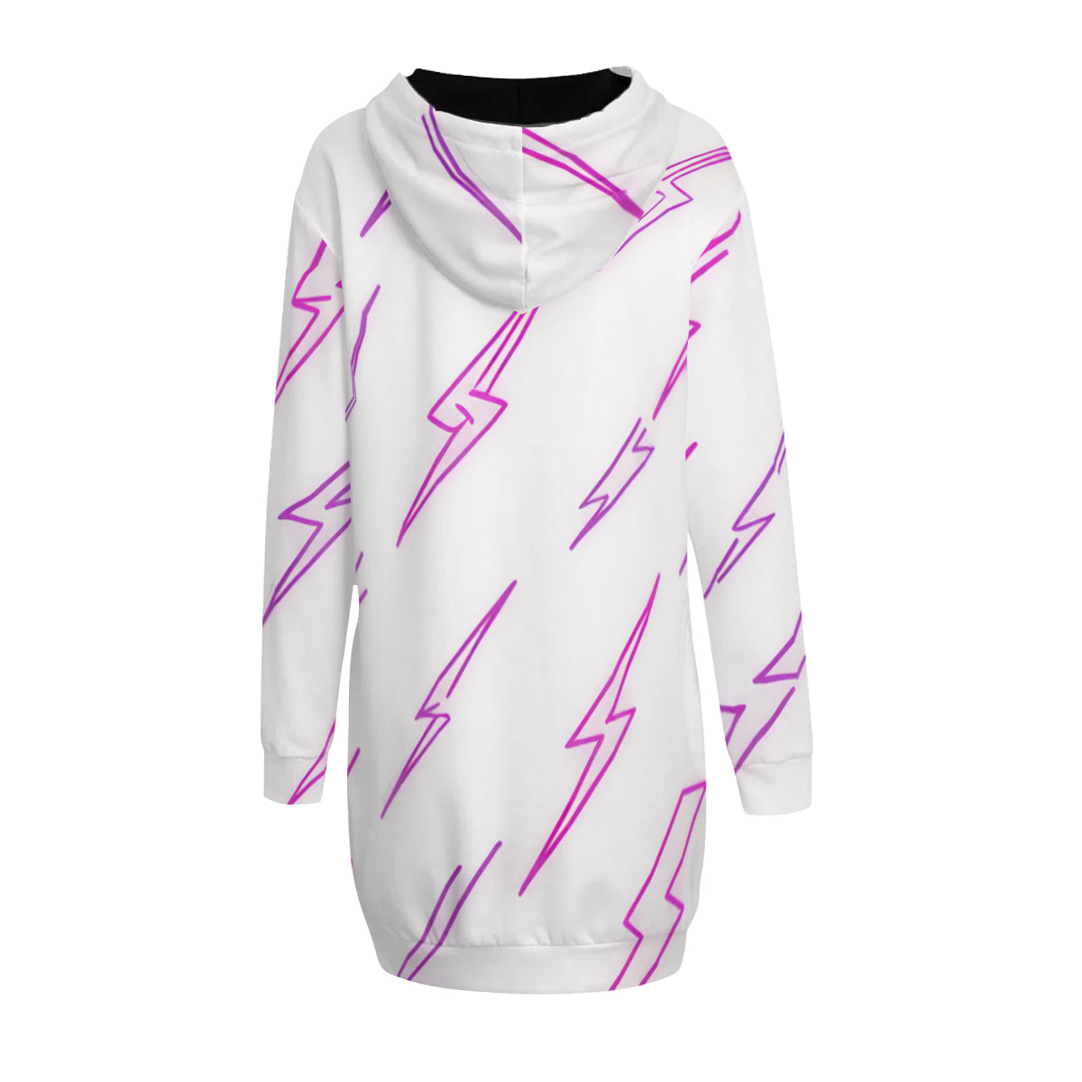 All-Over Print Women Long Sleeve Casual Hoodie Sweatshirt Dress丨 Polyester - 19- Lightning Pattern