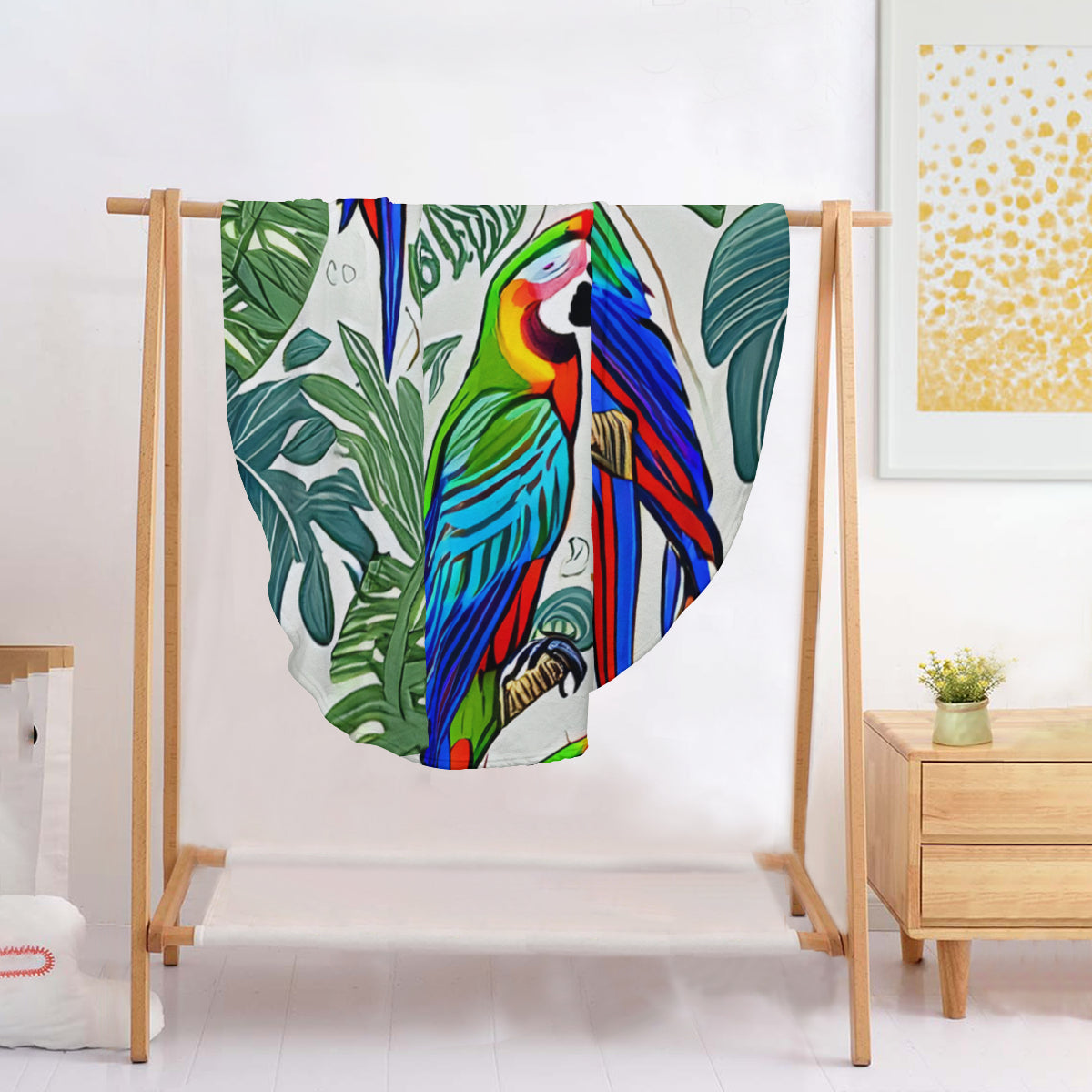 Single-Sided Printed Round Blanket | 280GSM Flannel - 35 - Abstract Birds