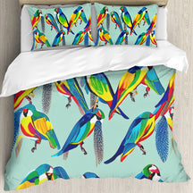 Multi Size Printed Duvet Cover Set (Double)｜Polyester - 38 - Abstract Birds