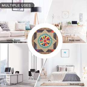 Single-Sided Printed Round Blanket | 280GSM Flannel - 17 - COLORFUL MANDALA