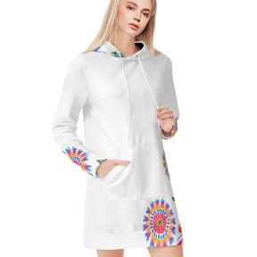 All-Over Print Women Long Sleeve Casual Hoodie Sweatshirt Dress丨 Polyester - 17 - Spanish Designs