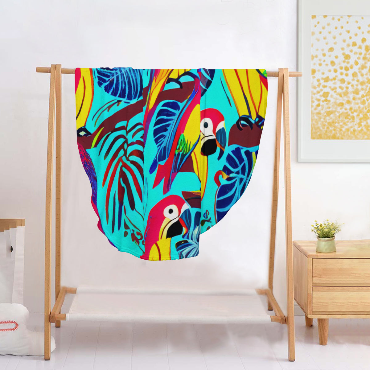 Single-Sided Printed Round Blanket | 280GSM Flannel - 28 - Abstract Birds