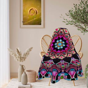 Single-Sided Printed Round Blanket | 280GSM Flannel - 3 - COLORFUL MANDALA