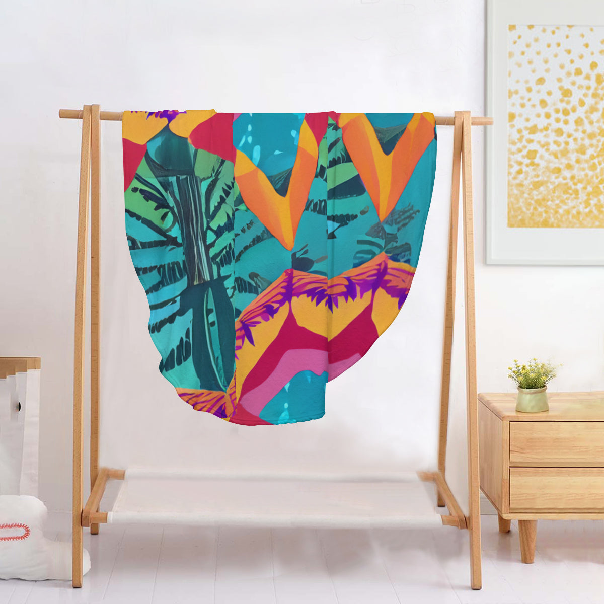 Single-Sided Printed Round Blanket | 280GSM Flannel - 18 - TROPICAL INSPIRED