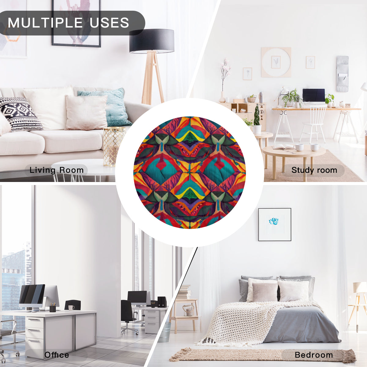 Single-Sided Printed Round Blanket | 280GSM Flannel - 1 - TROPICAL INSPIRED