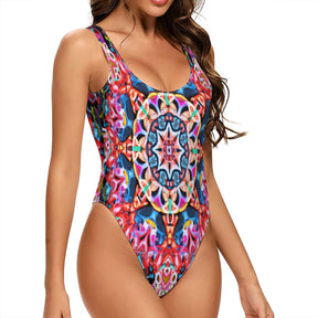 All-Over Print One-Piece Swimsuits ｜Polyester+Spandex - 8 - COLORFUL MANDALA