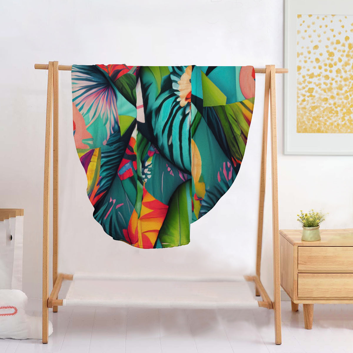 Single-Sided Printed Round Blanket | 280GSM Flannel - 10 - TROPICAL INSPIRED