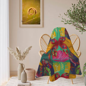 Single-Sided Printed Round Blanket | 280GSM Flannel - 13 - TROPICAL INSPIRED