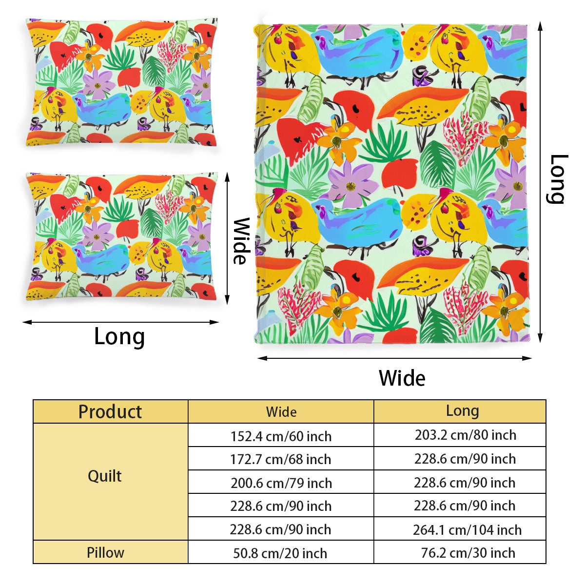 Multi Size Printed Duvet Cover Set (Double)｜Polyester - 3 - Abstract Birds