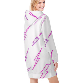 All-Over Print Women Long Sleeve Casual Hoodie Sweatshirt Dress丨 Polyester - 19- Lightning Pattern