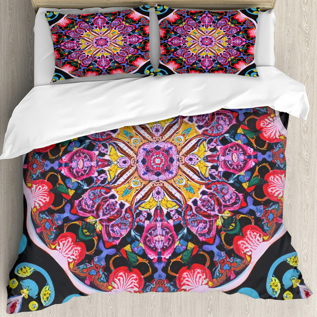 Multi Size Printed Duvet Cover Set (Double)｜Polyester - 11 - COLORFUL MANDALA