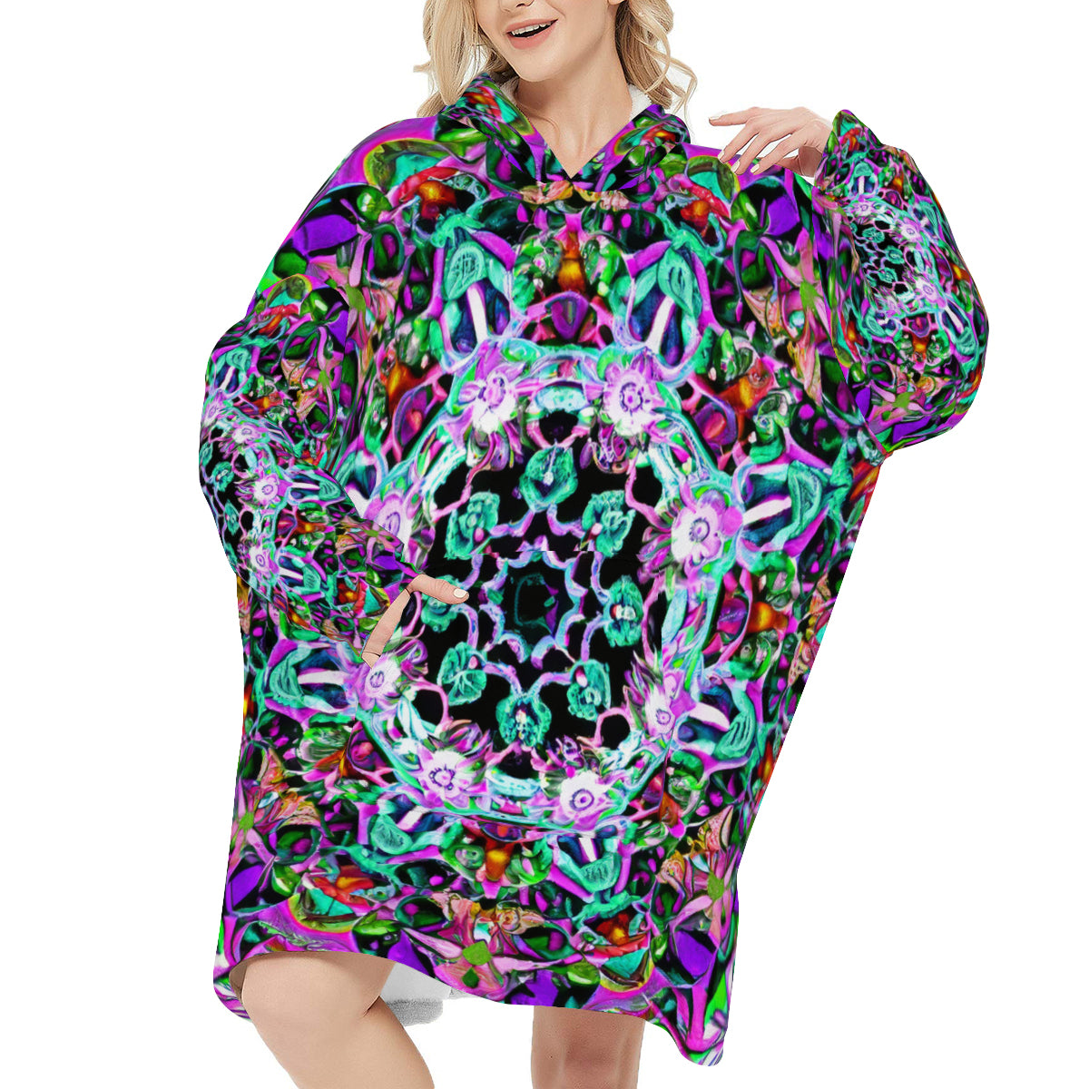 Sleeper Blanket Hoodie ｜Flannel - 5 - COLORFUL MANDALA