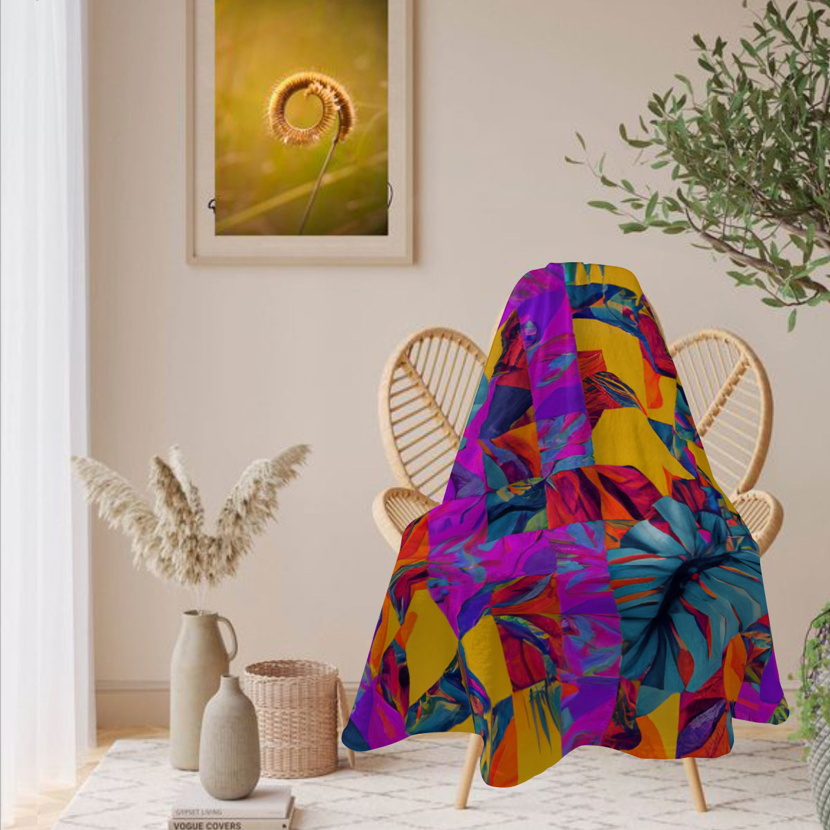 Single-Sided Printed Round Blanket | 280GSM Flannel - 26 - TROPICAL INSPIRED