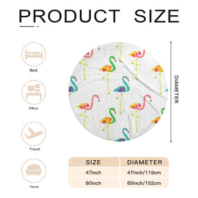 Single-Sided Printed Round Blanket | 280GSM Flannel - 1 - Flamingo Inspired