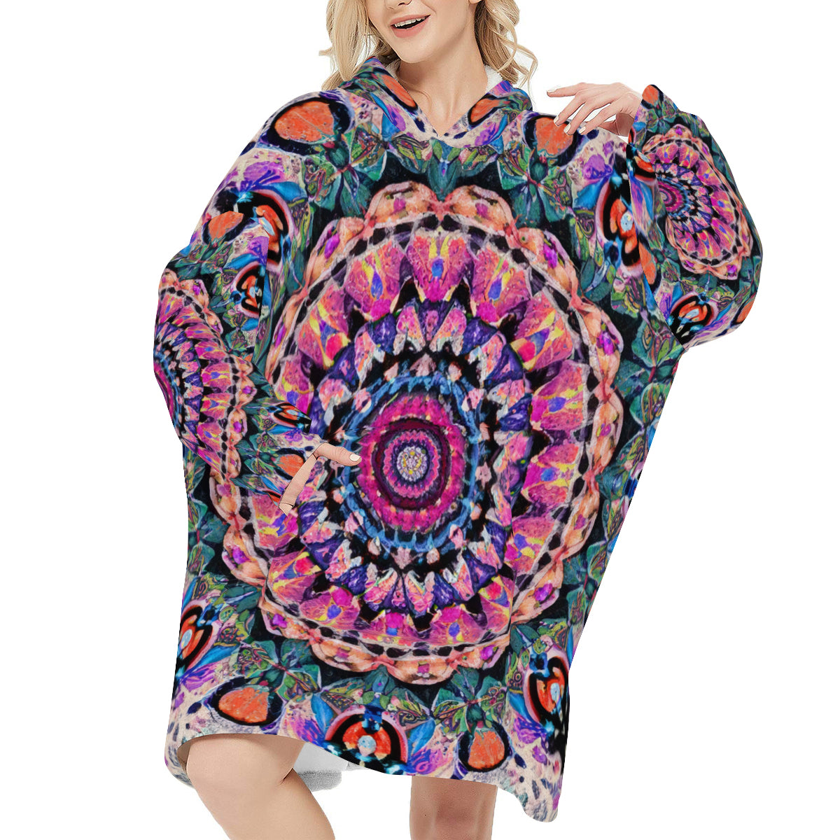 Sleeper Blanket Hoodie ｜Flannel - 6 - COLORFUL MANDALA